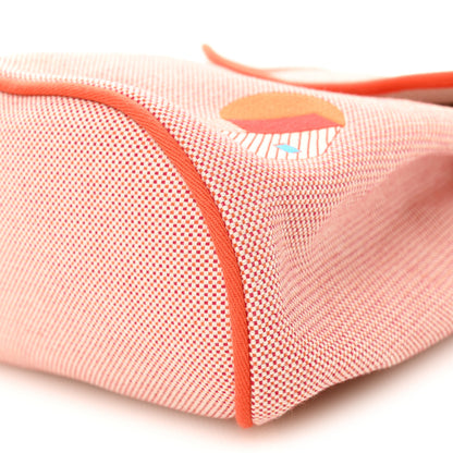 Hermes H Canvas Embroidered Les Cabanes Backpack Orange Framboise 9 of 9