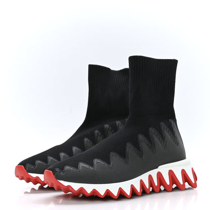 Christian Louboutin Knit Mesh Sharky Sock Sneakers 38 Black 3 of 7