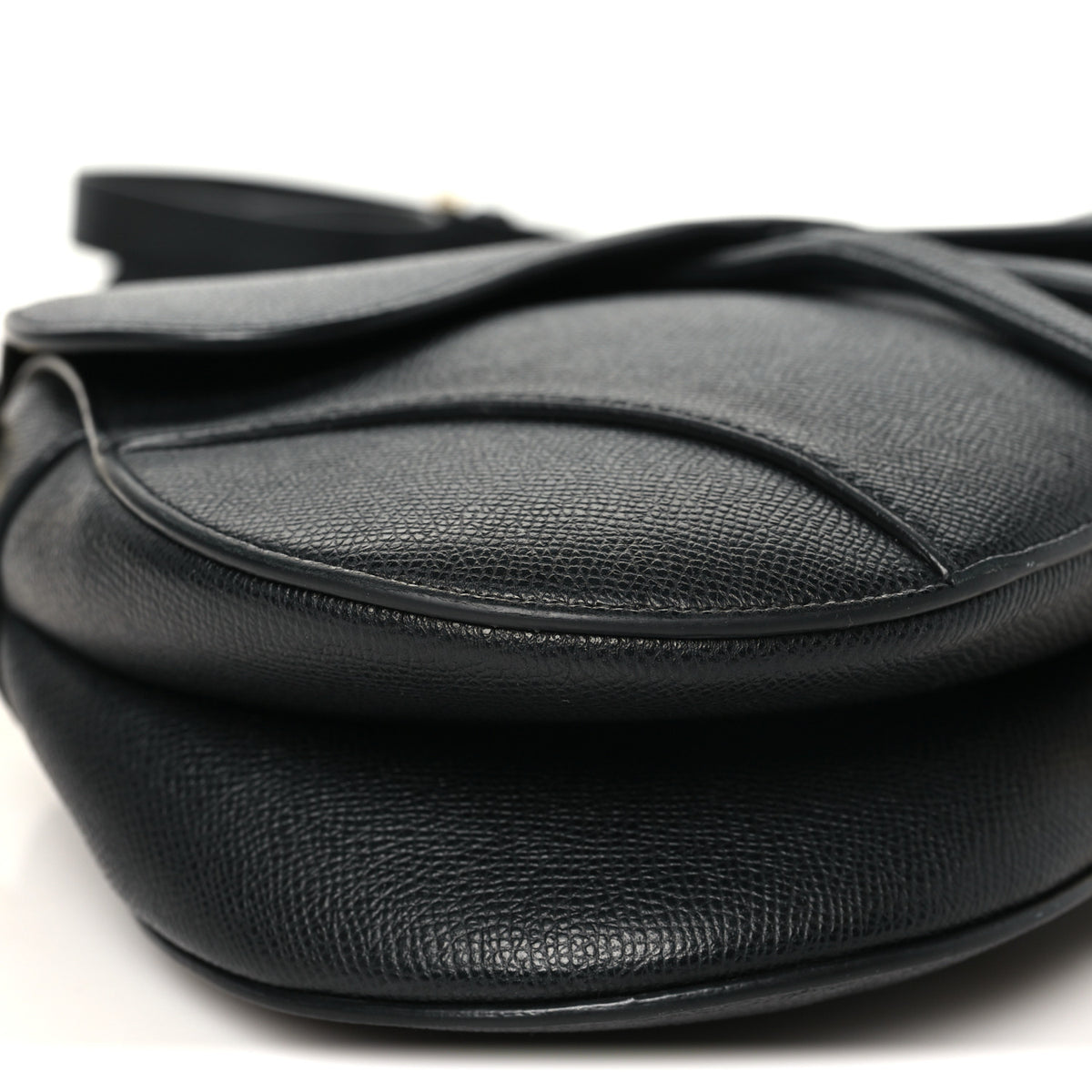 Grained Calfskin Saddle Bag With Strap Black