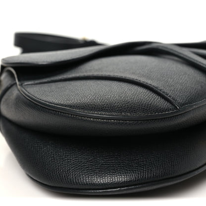 Christian Dior Grained Calfskin Saddle Bag With Strap Black 9 of 10