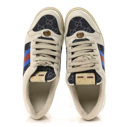 Gucci Calfskin Denim Web Womens Screener Sneakers 40.5 Mystic White Dusty Milk 2 of 8