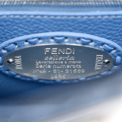 Fendi Cuoio Romano Selleria Macro Stitchings Mini Peekaboo Iconic Satchel Argento Blue 7 of 11