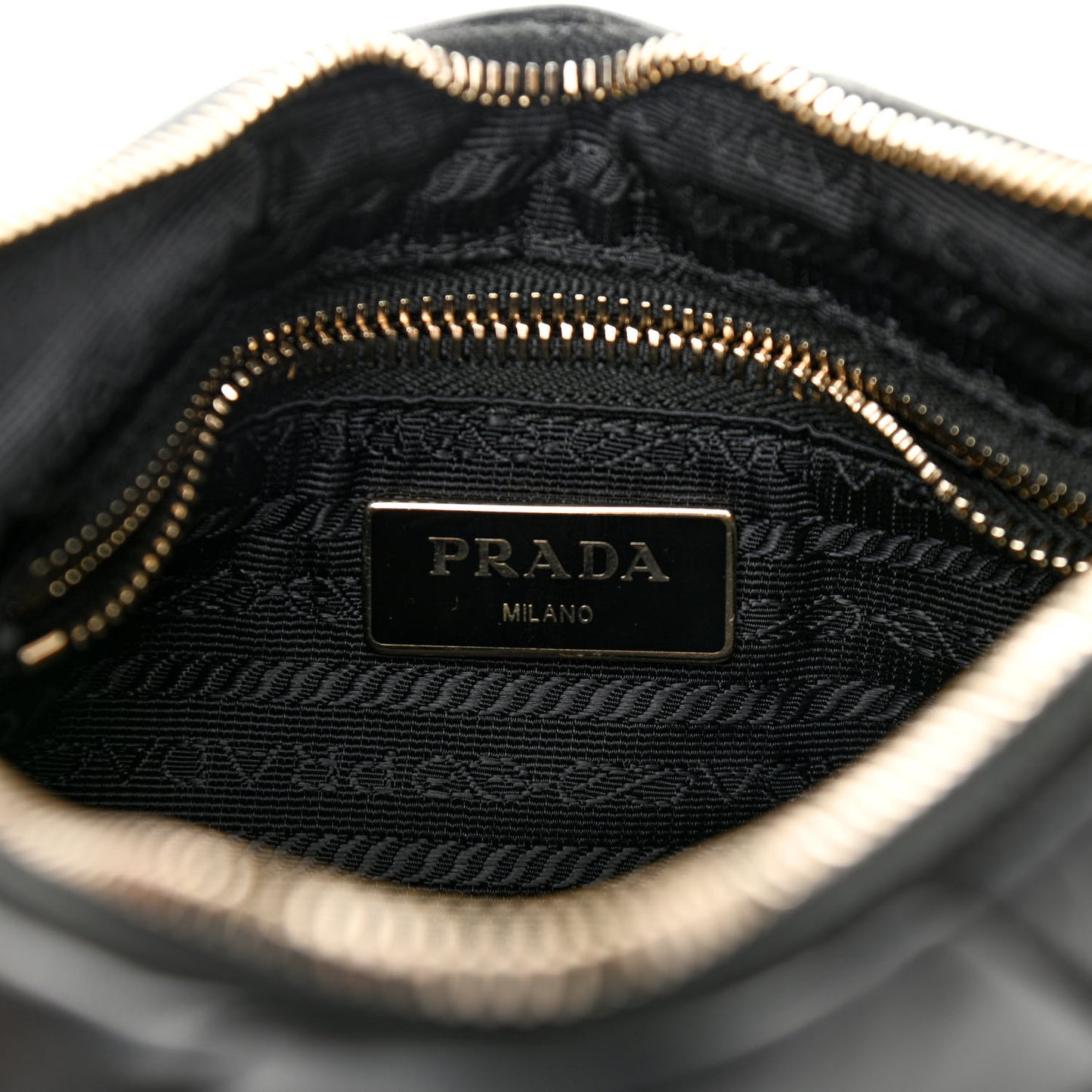 Nappa Re-Nylon Triangle Quilted Patchwork System Shoulder Bag Black