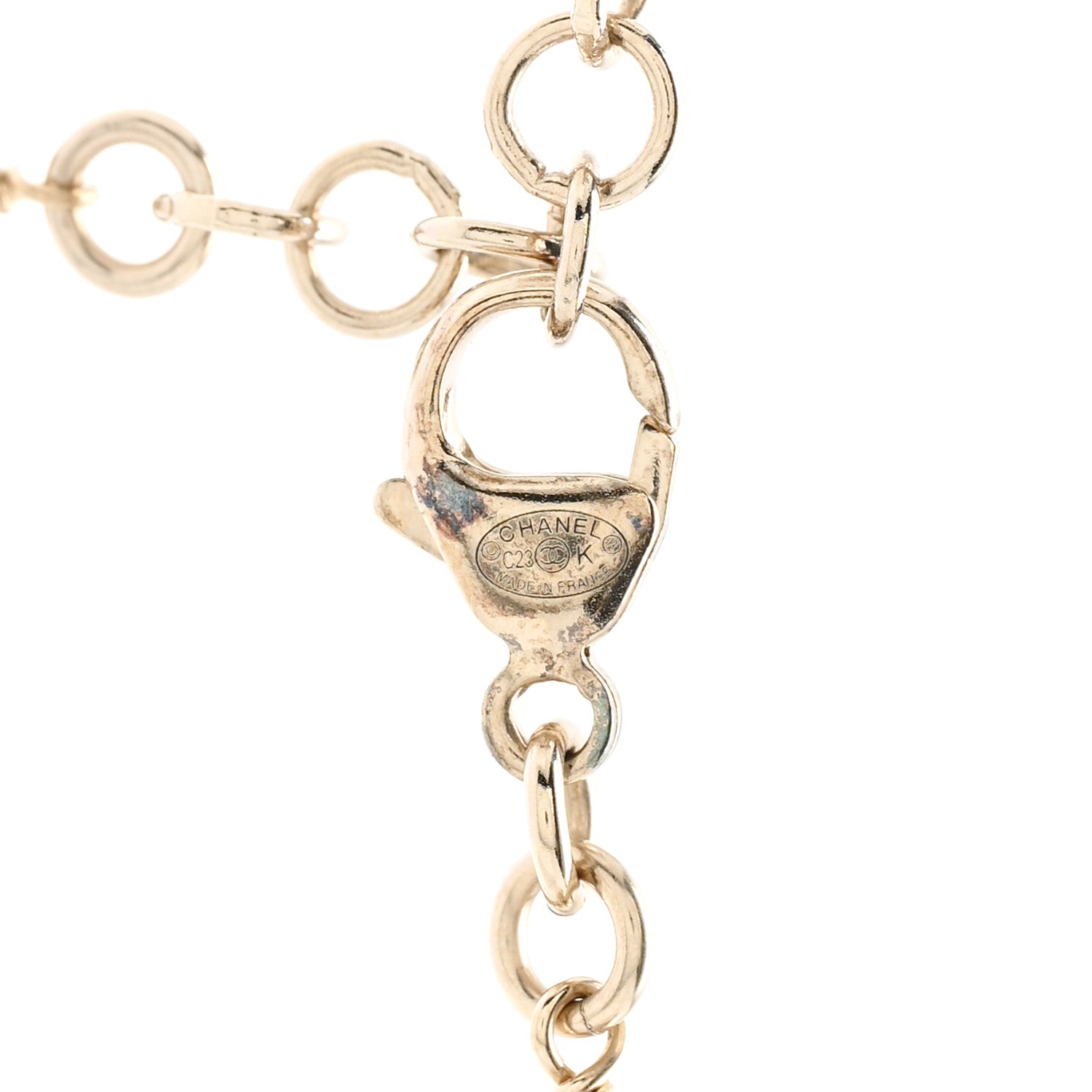 Chanel Pearl Crystal CC Flower Necklace Pearly White Light Gold 5 of 5