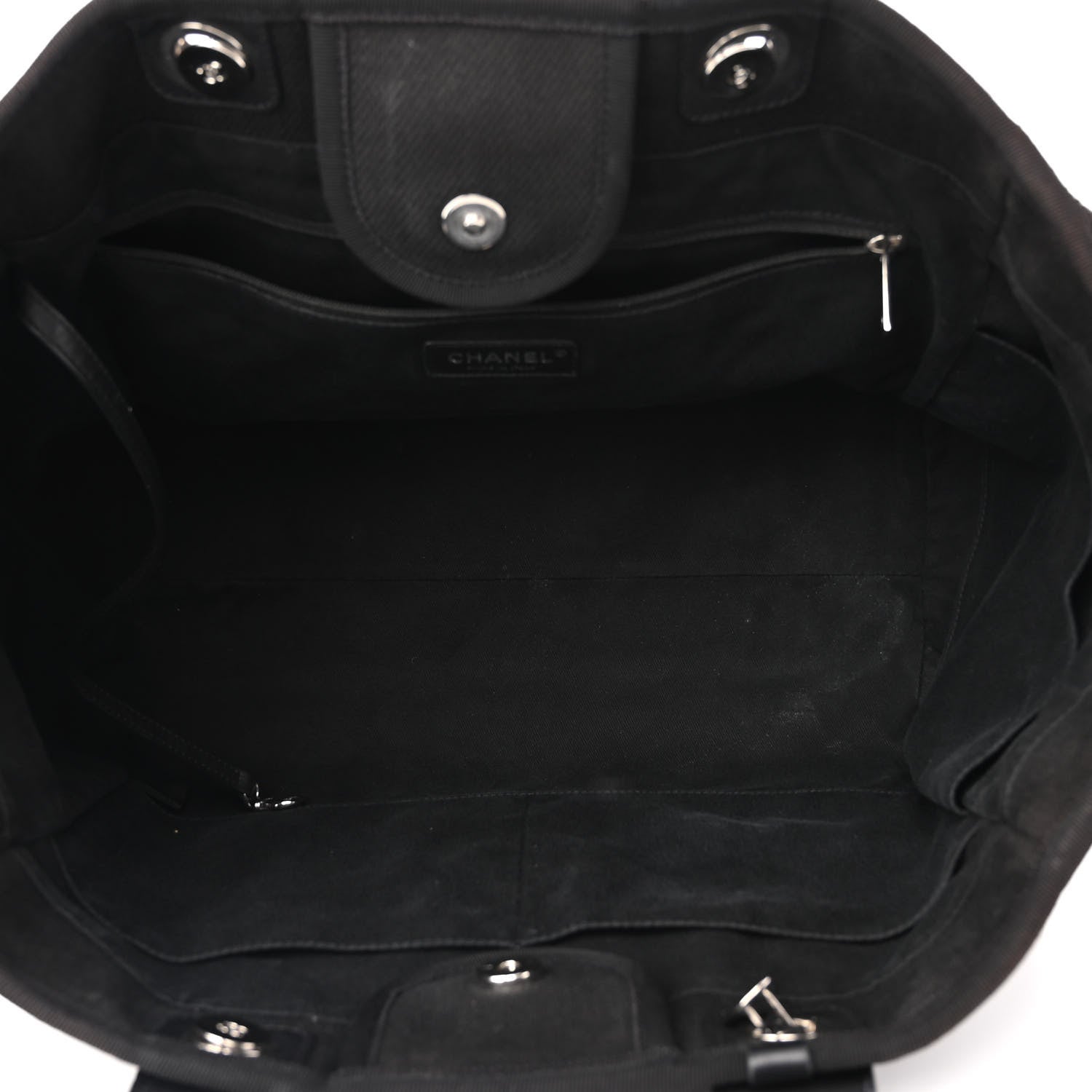 Chanel Canvas Pearl Medium Deauville Tote Black 4 of 10