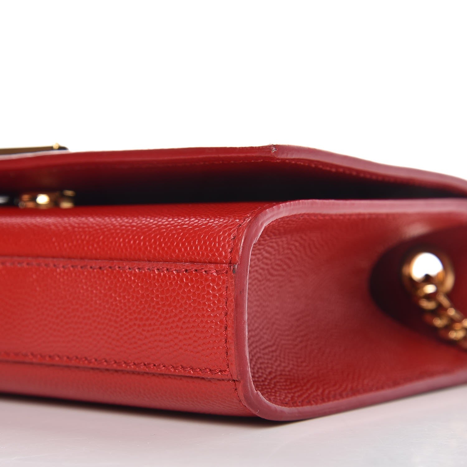 Saint Laurent Grain De Poudre Small Monogram Kate Satchel Red 9 of 10