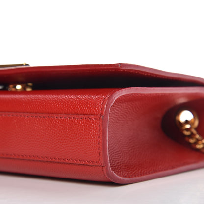Saint Laurent Grain De Poudre Small Monogram Kate Satchel Red 9 of 10