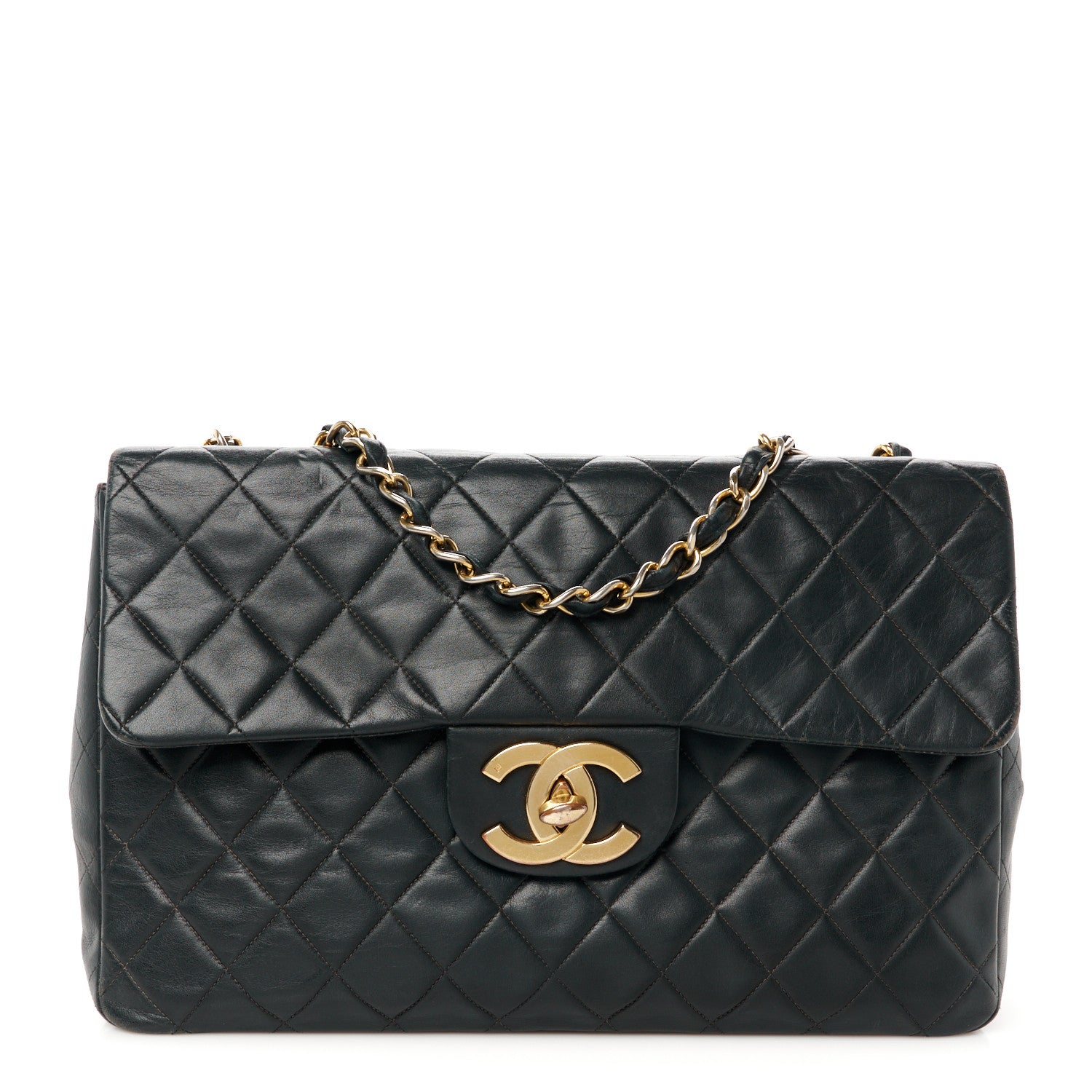 Chanel Lambskin Quilted XL Jumbo Single Flap Black 1 of 16