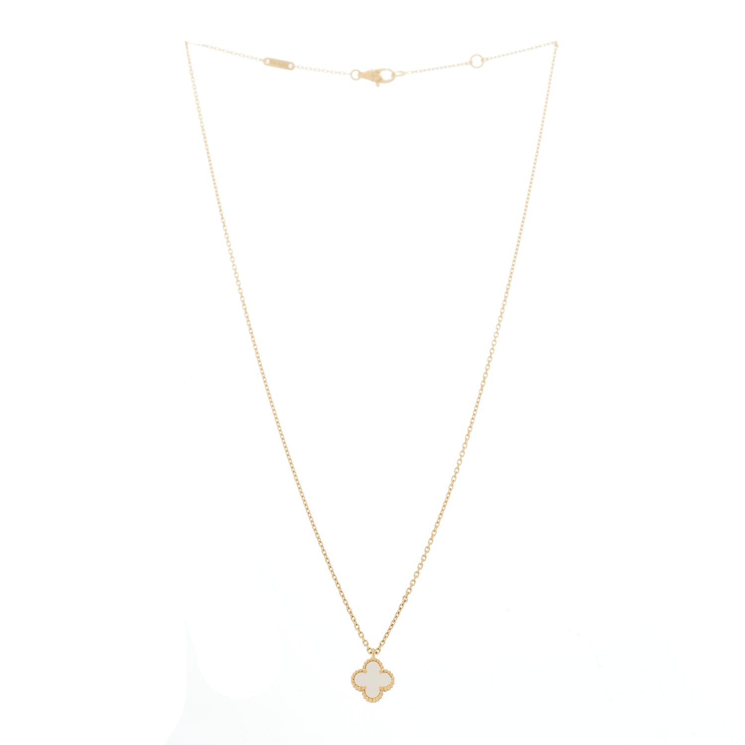 Van Cleef & Arpels 18K Yellow Gold Mother of Pearl Sweet Alhambra Pendant Necklace 3 of 5