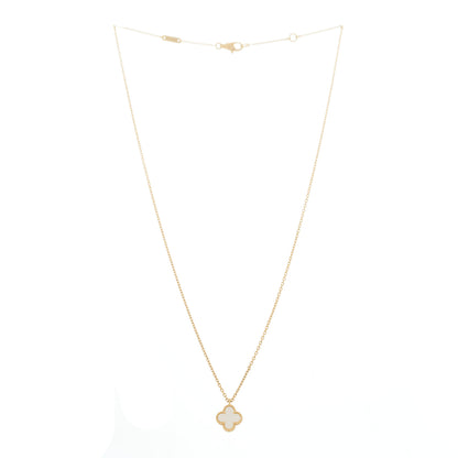 Van Cleef & Arpels 18K Yellow Gold Mother of Pearl Sweet Alhambra Pendant Necklace 3 of 5