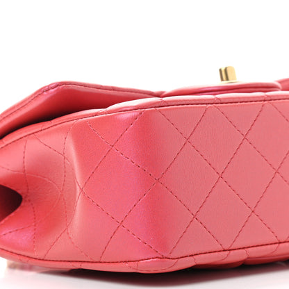 Chanel Iridescent Lambskin Quilted Mini Top Handle Rectangular Flap Red 8 of 14