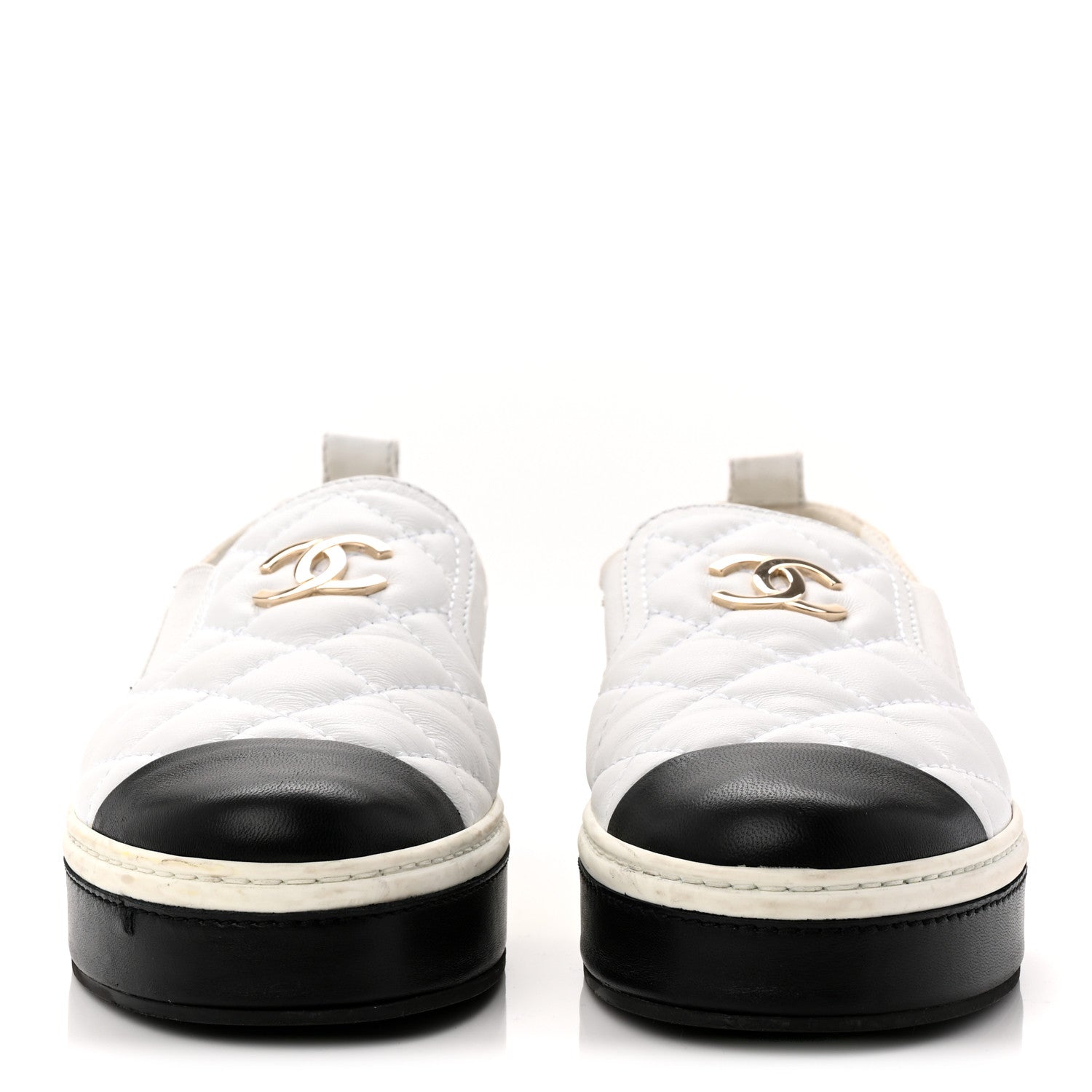 Chanel Lambskin Quilted Womens CC Stroll Sneakers 36 White 2 of 11