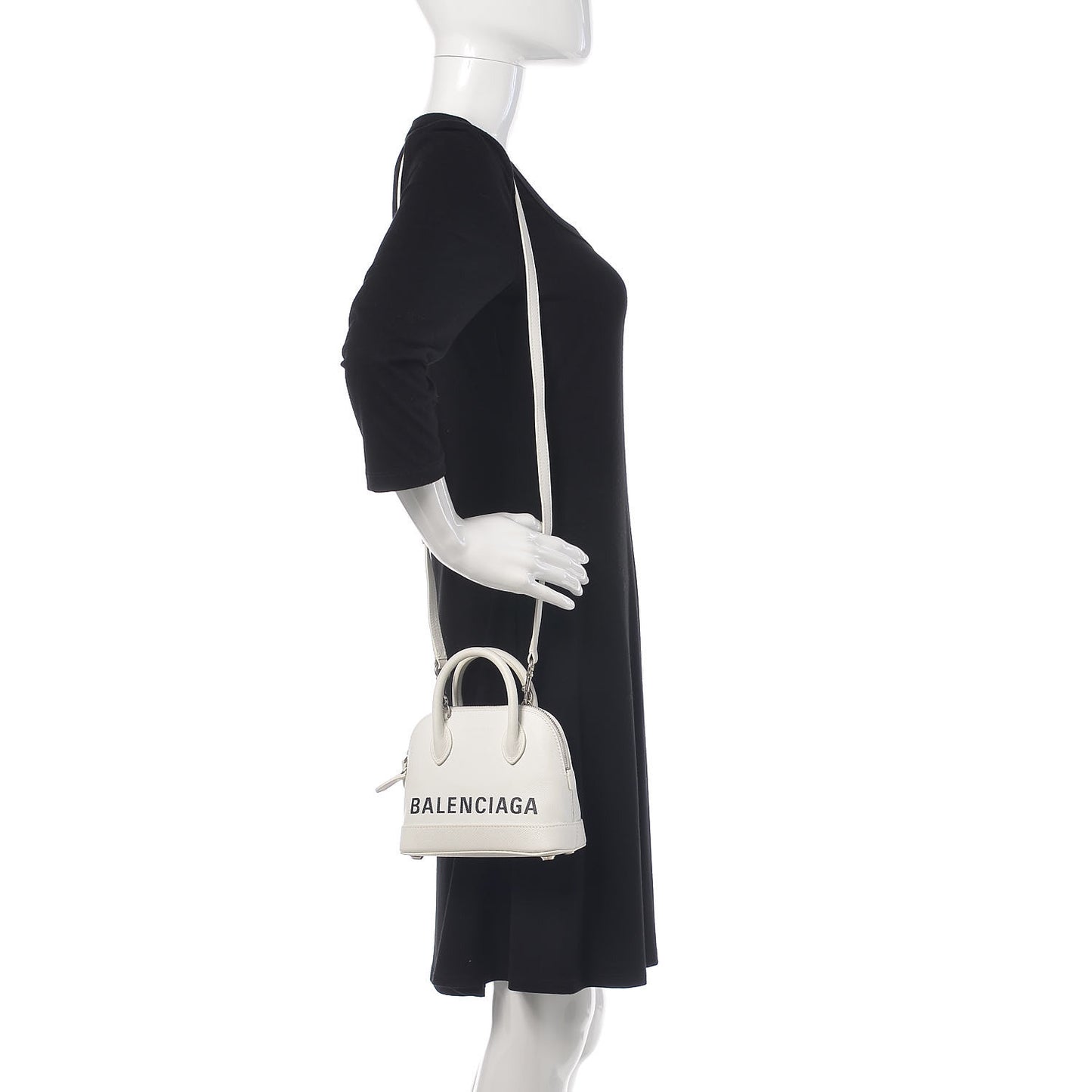 Grained Calfskin Logo XXS Ville Top Handle Bag White Fluo Pink
