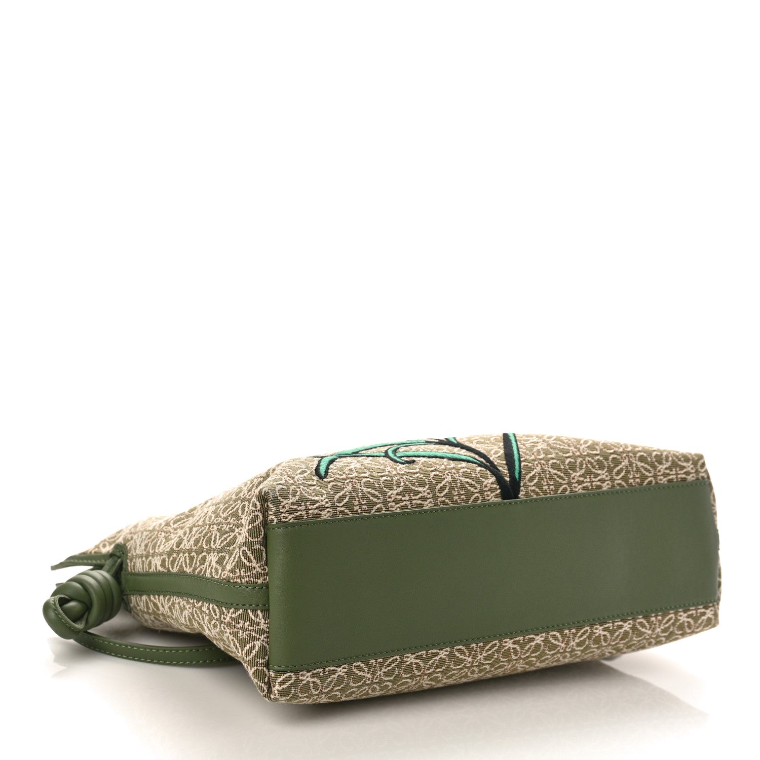 Loewe Jacquard Anagram Calfskin Herbarium Embroidered Flamenco Knot Clutch Avocado Green 4 of 9
