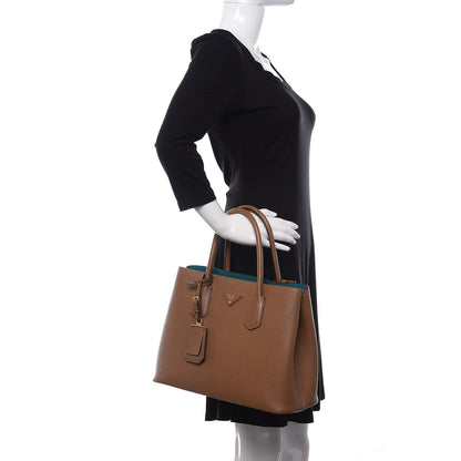 Prada Saffiano Cuir Medium Double Bag Cannella Turchese 3 of 11