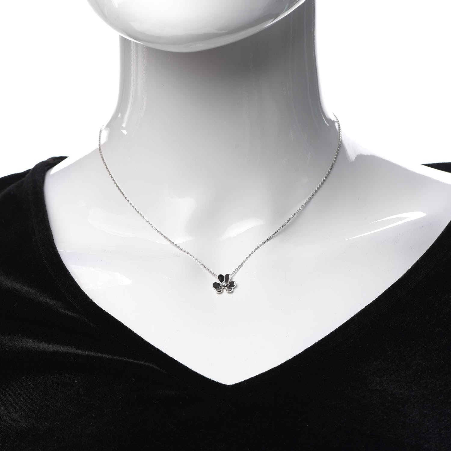 Van Cleef & Arpels 18K White Gold Diamond Mini Frivole Pendant Necklace 2 of 6