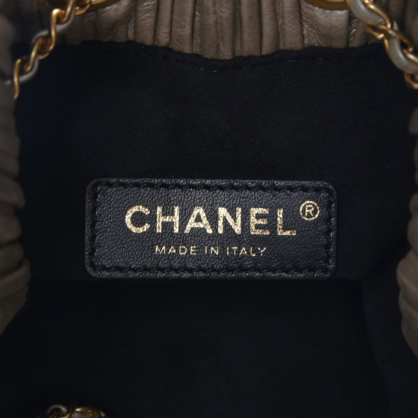 Iridescent Crumpled Calfskin Small Coco Pleats Backpack Gold