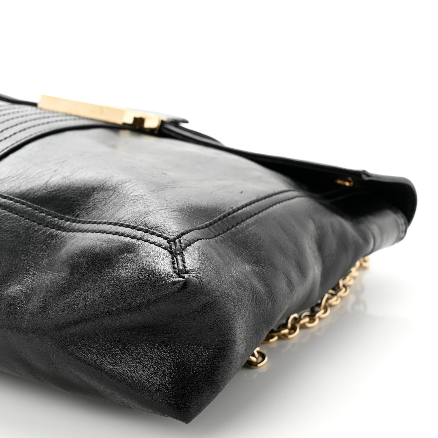 Fendi Vitello Acqua Maxi Baguette Shoulder Bag Black 9 of 10