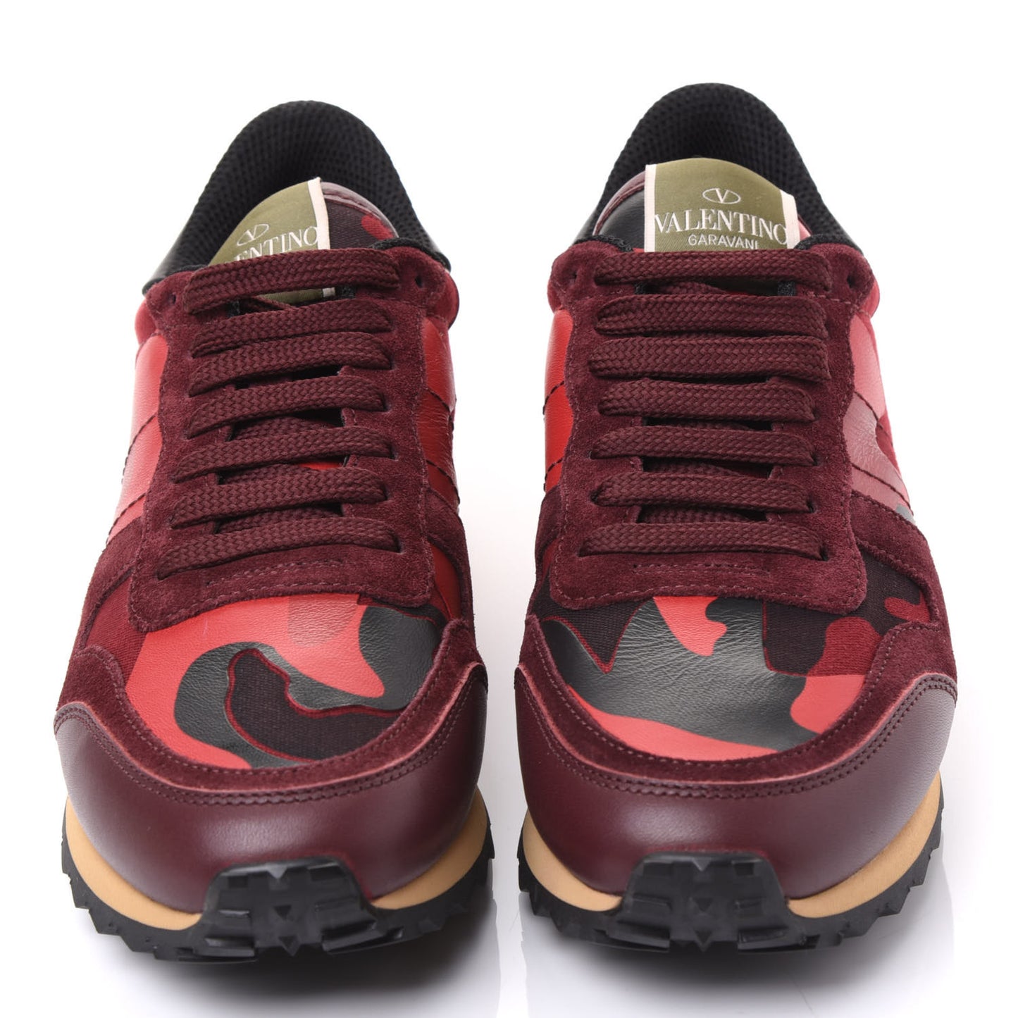 Nappa Suede Camouflage Womens Rockrunner Sneakers 35 Rubin Scarlet