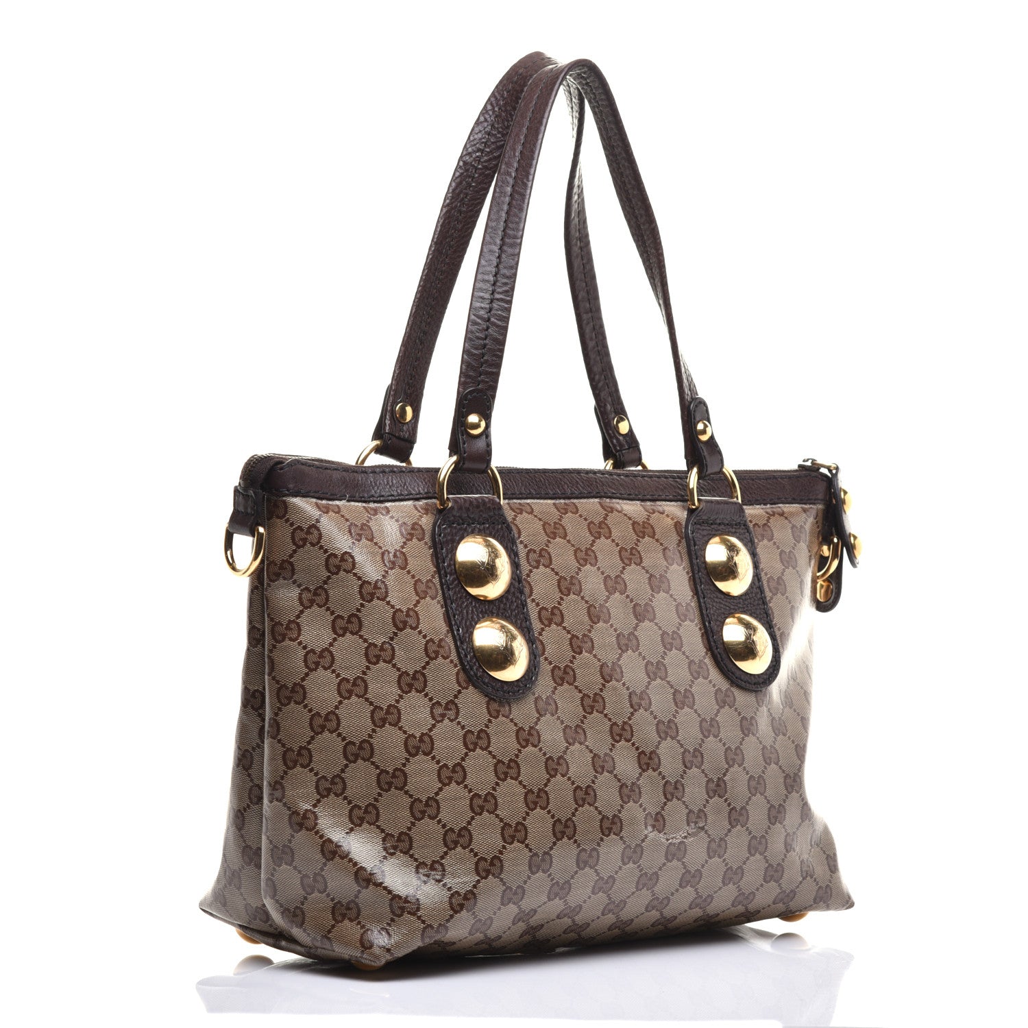 Gucci Crystal Monogram Small Babouska Tote Dark Brown 4 of 12