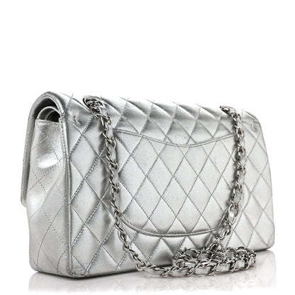 Chanel Metallic Lambskin Quilted Medium Double Flap Silver 3 of 9