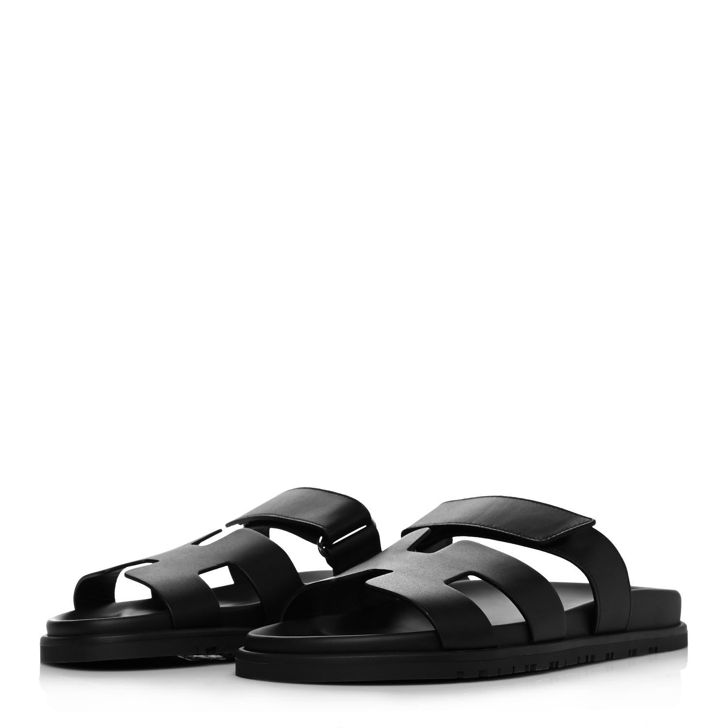Hermes Calfskin Womens Chypre Sandals 40 Black 3 of 8
