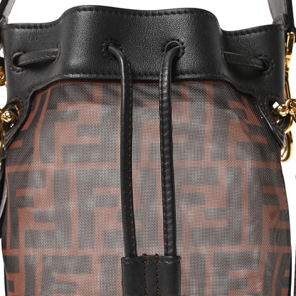 Fendi Mesh Vitello Grace F is Fendi FF 1974 Mini Mon Tresor Bucket Bag Marrone Black Ebano 8 of 10