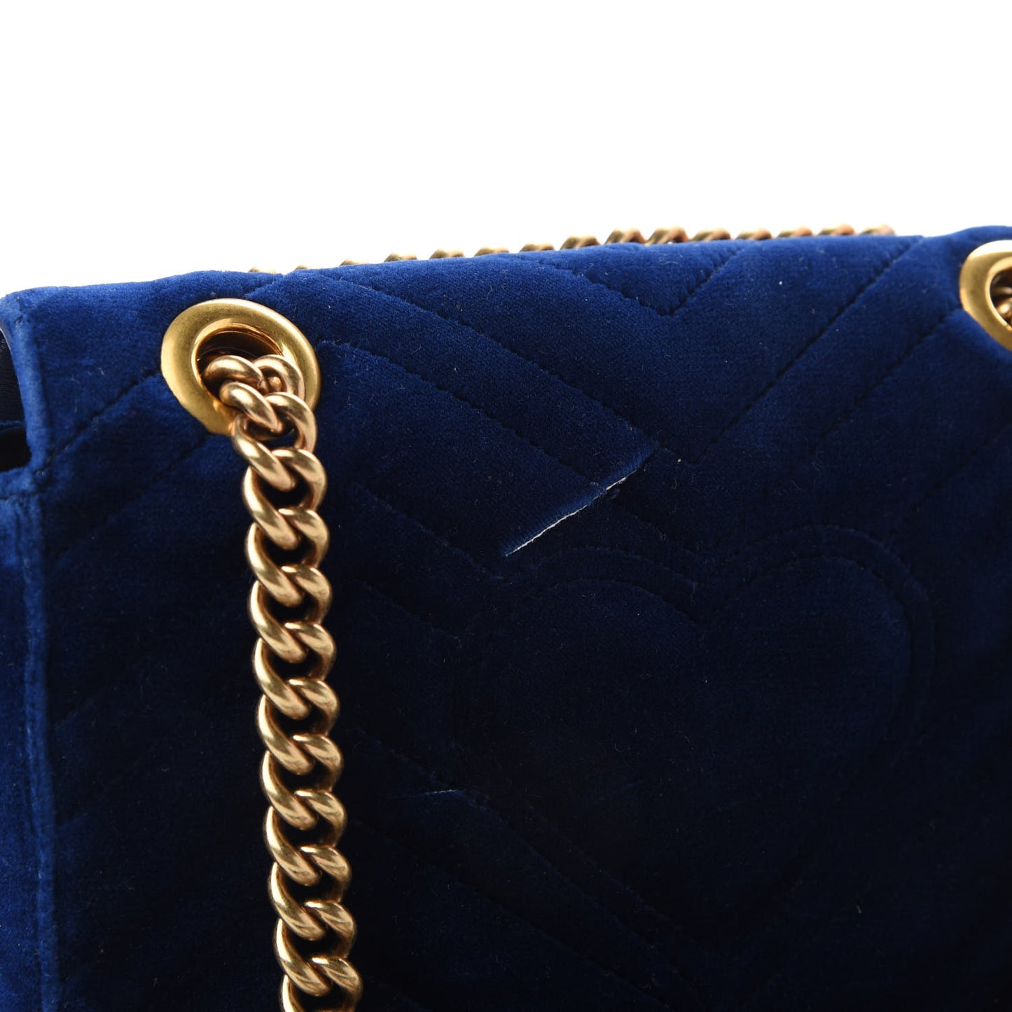 Velvet Matelasse Embroidered Mini GG Marmont Shoulder Bag Cobalt Blue
