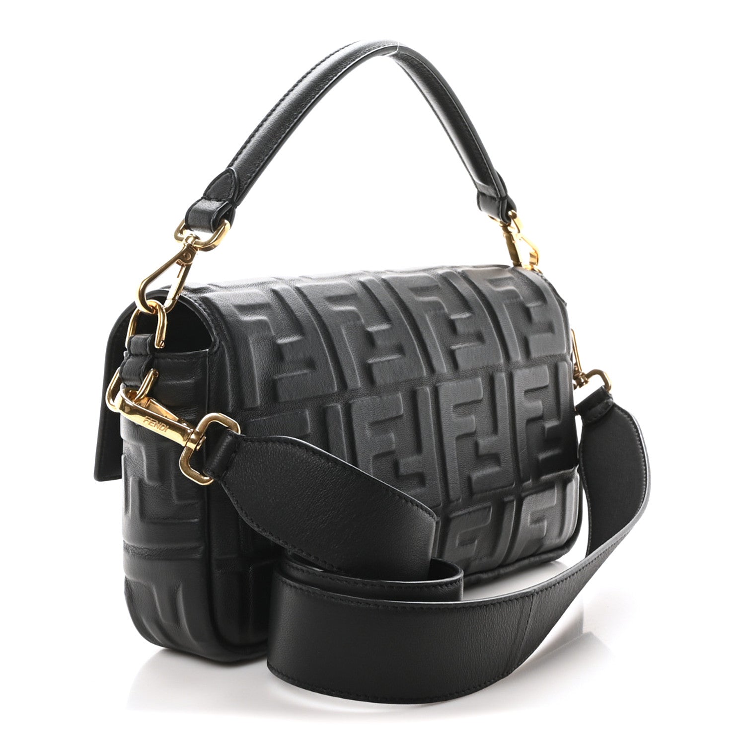 Fendi Nappa FF 1974 Embossed Baguette Black 3 of 9