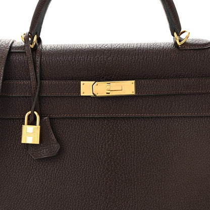 Hermes Chevre de Coromandel Kelly Sellier 35 Chocolate 8 of 12