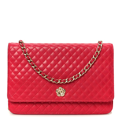 Chanel Lambskin Micro Quilted Wallet On Chain WOC Fuchsia 1 of 10