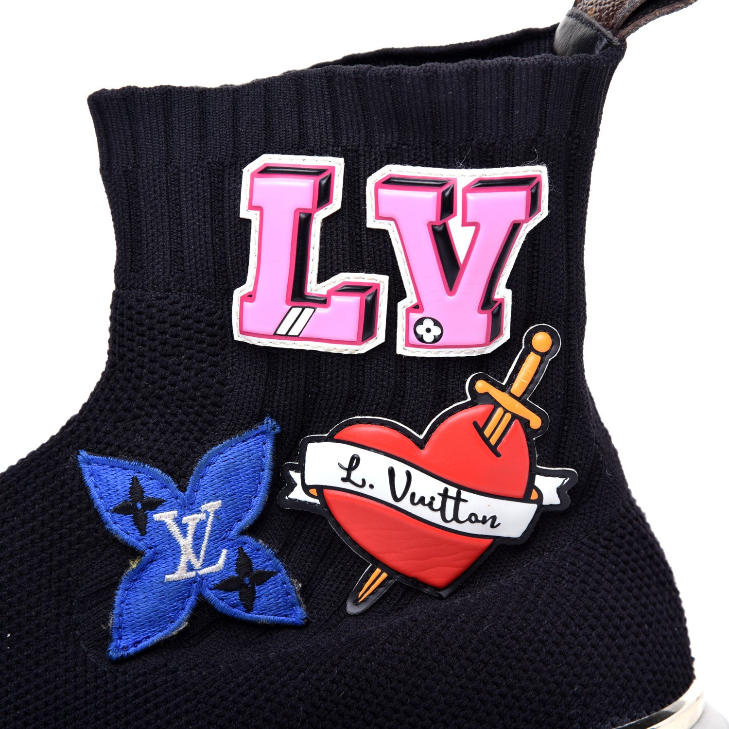 Louis Vuitton Stretch Fabric LV Black Heart Sock Sneaker 39 Black 11 of 11