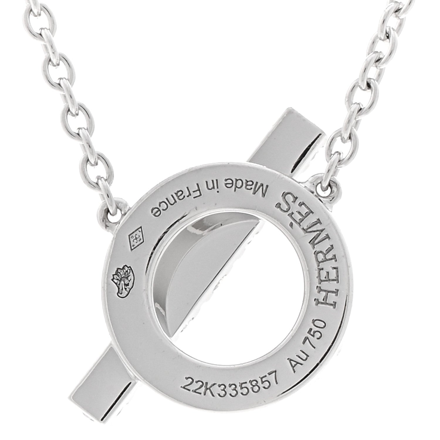 Hermes 18K White Gold Diamond Finesse Pendant Necklace 4 of 5