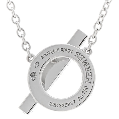 Hermes 18K White Gold Diamond Finesse Pendant Necklace 4 of 5