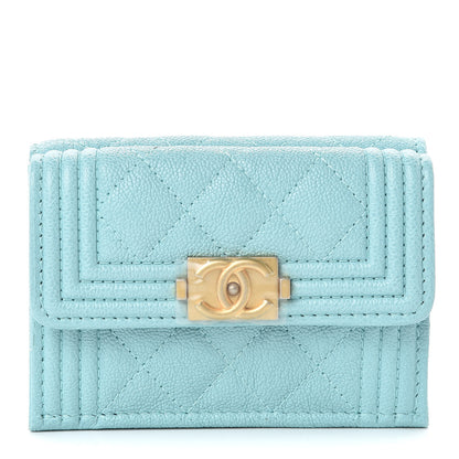 Chanel Caviar Quilted Small Boy Flap Wallet Light Blue 1 of 8