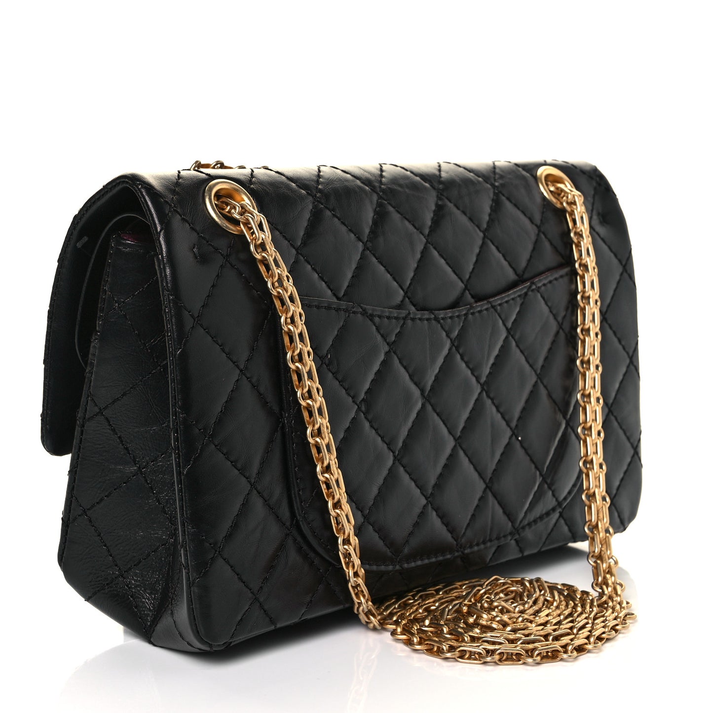 Aged Calfskin Quilted 2.55 Reissue 225 Flap Black