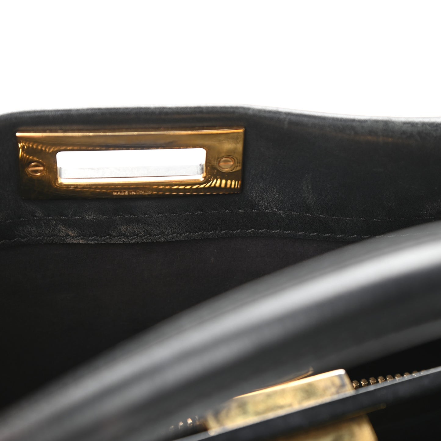 Vitello Seta Shiny Nappa Medium Peekaboo Iconic Satchel Black