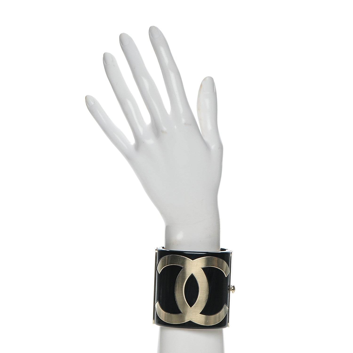 Chanel Resin CC Cuff Black Gold 2 of 5