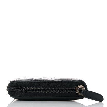 Chanel Lambskin Camellia Embossed Large Zip Around Gusset Wallet Black 9 of 12
