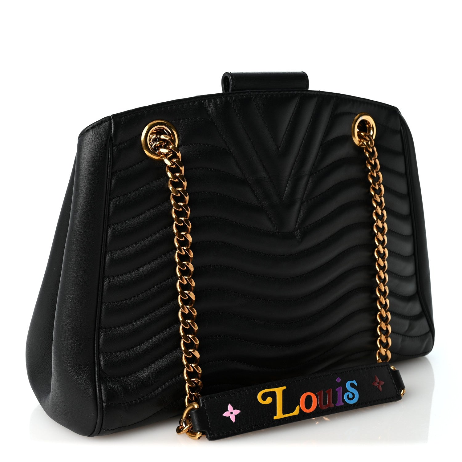 Louis Vuitton Calfskin New Wave Chain Tote Black 2 of 8