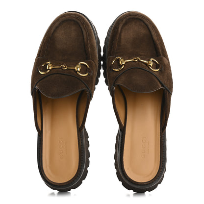 Gucci Suede Horsebit Platform Mules 39 Washed Brown 2 of 15