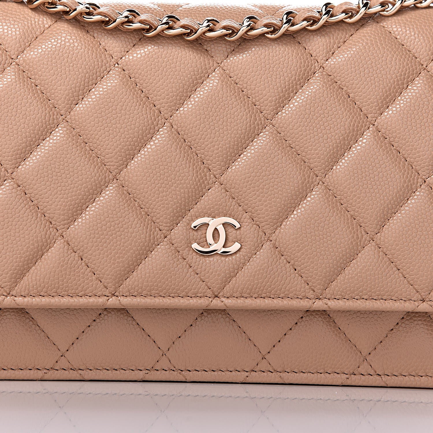 Chanel Caviar Quilted Wallet On Chain WOC Beige 9 of 12