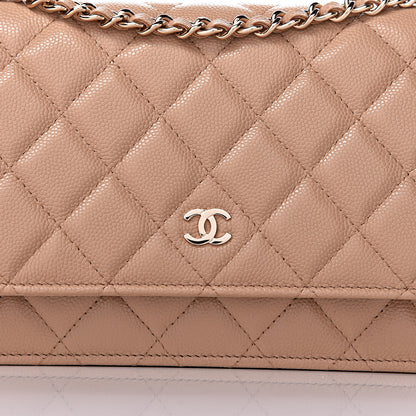 Chanel Caviar Quilted Wallet On Chain WOC Beige 9 of 12