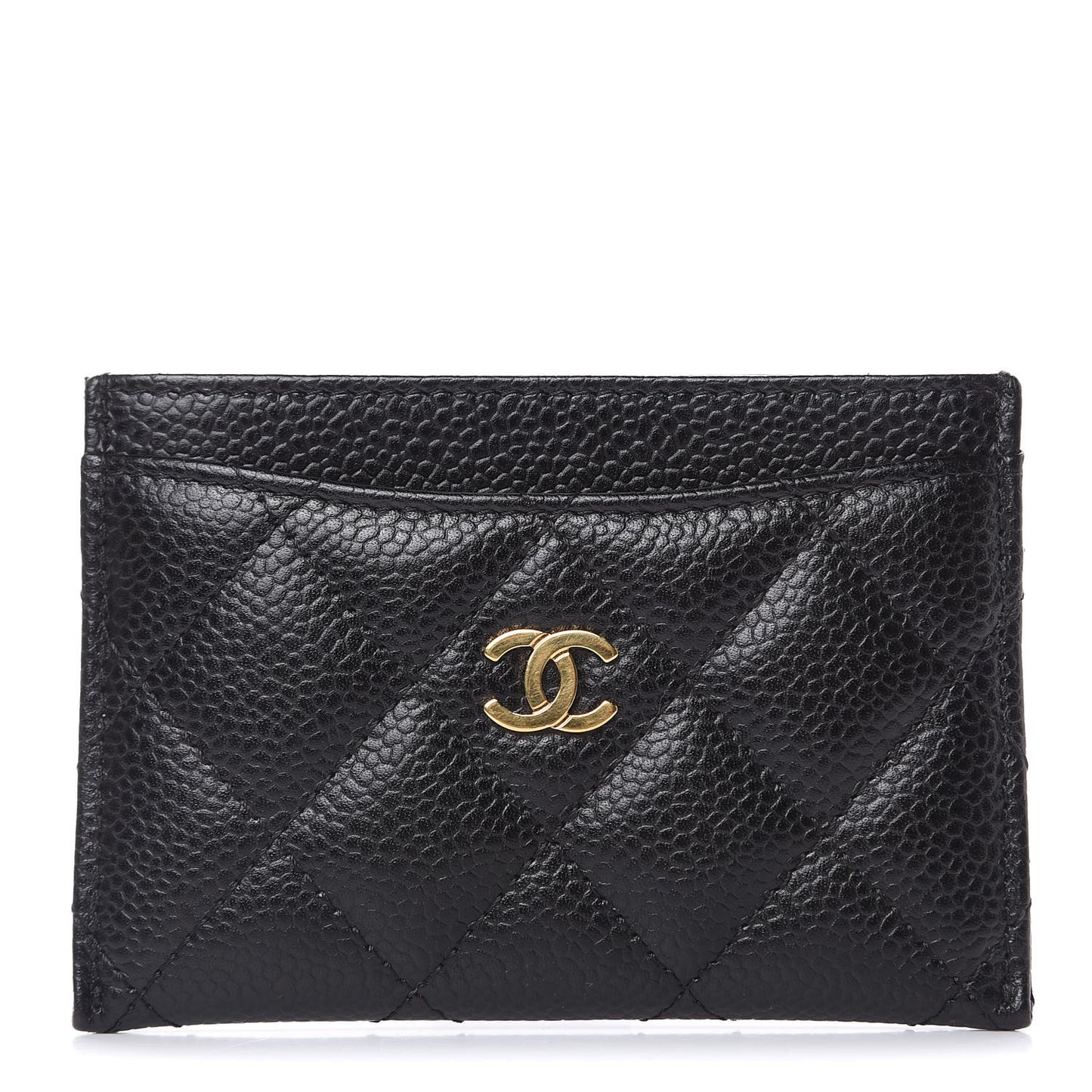 Caviar Quilted Card Holder Black