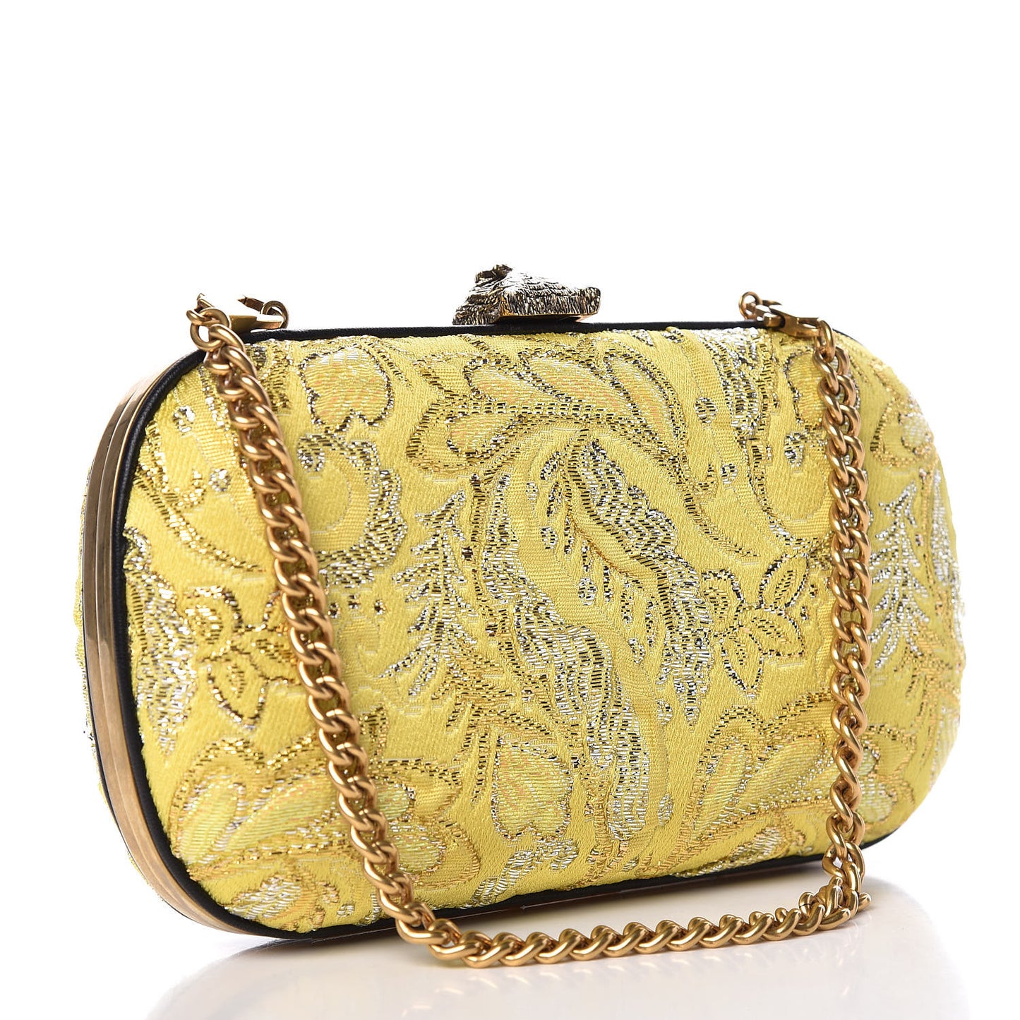 Brocade Floral Broadway Clutch Yellow