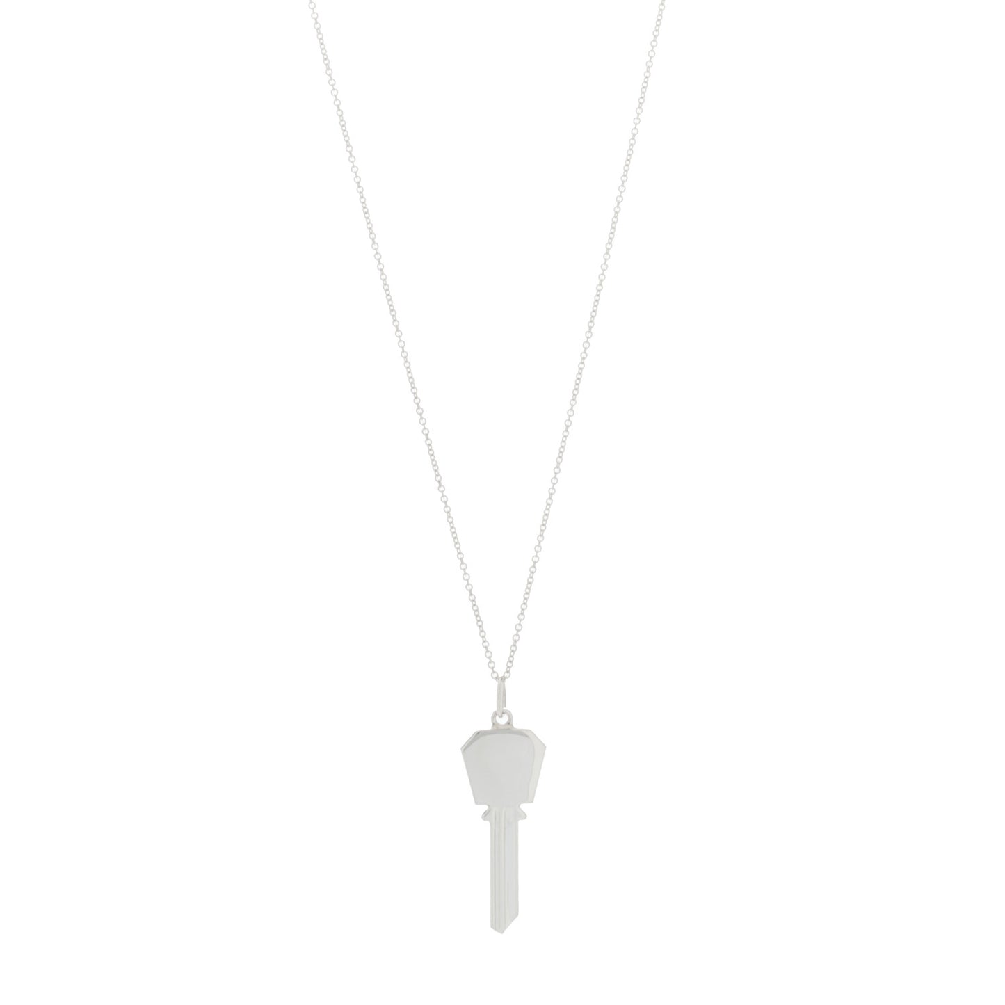 Sterling Silver Modern Keys Hexagon Key Pendant Necklace
