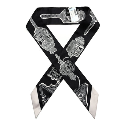 Hermes Silk Merveilleuses Lanternes Twilly Black White 1 of 4