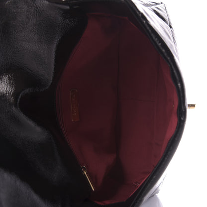 Chanel Shiny Crumpled Calfskin Quilted Large 19 Flap Black 5 of 9