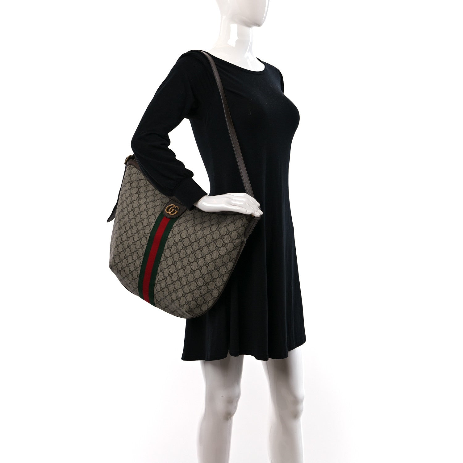 Gucci GG Supreme Monogram Web Ophidia Half Moon Hobo Brown 2 of 9