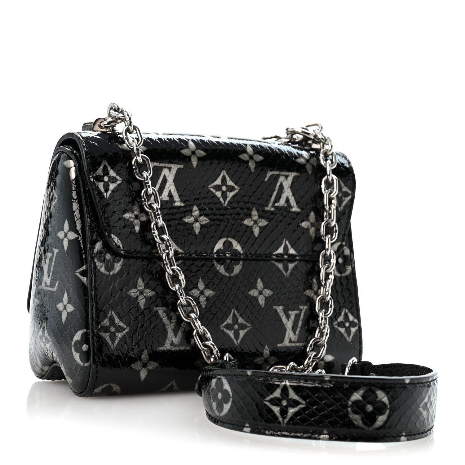 Louis Vuitton Snakeskin Monogram Twist Shoulder Bag PM Black 4 of 13